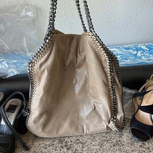 Stella McCartney Falabella tote  Taupe Metallic Chain-Trim  Bag